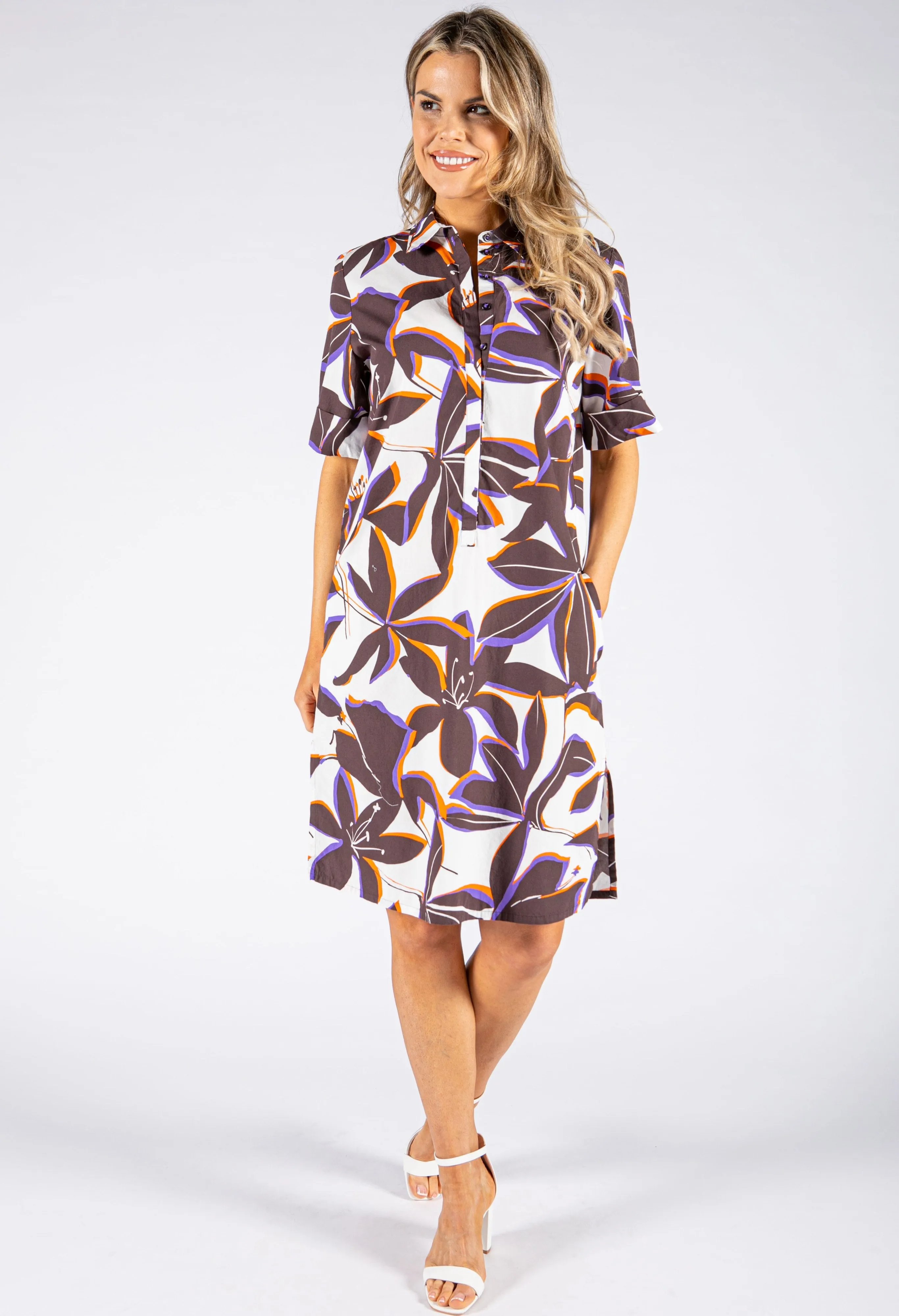 Abstract Print Shirt Dress