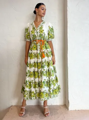 Alemais Wallis Tiered Midi Dress in Myrtle
