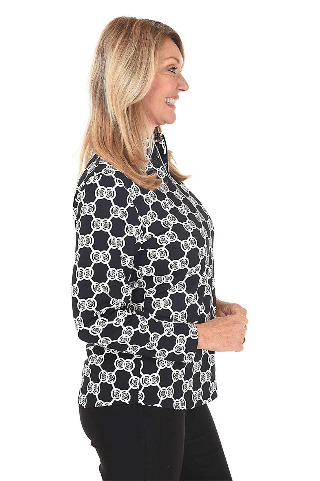 Double Medallion Mock Neck UPF50  Top