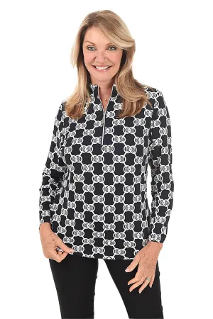Double Medallion Mock Neck UPF50  Top