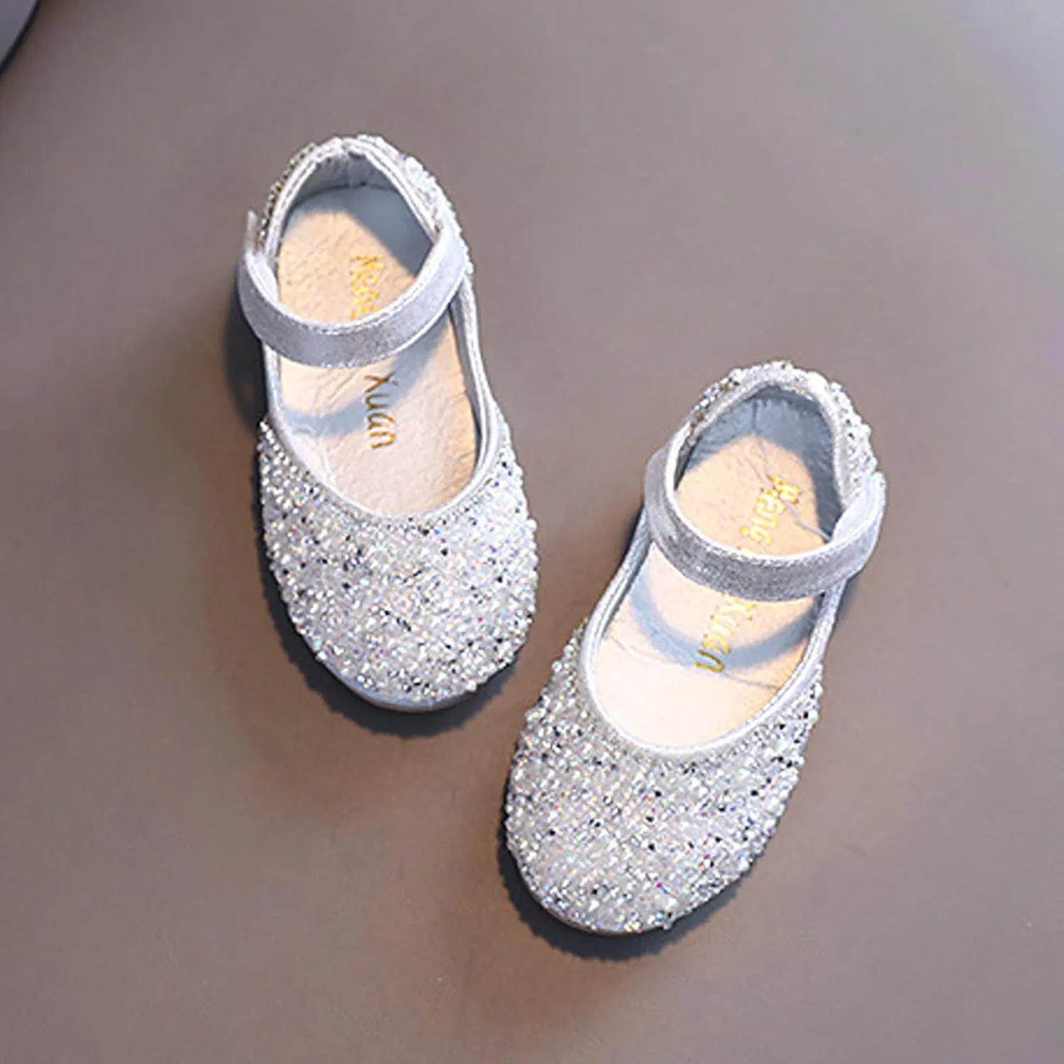 Girls Mary Jane Rhinestone Dress Shoes Baby Toddler Slip On Ballet Big Kids Flat for Party Wedding Christmas