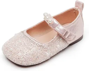 Little Girl's Adorable Princess Party Girls Dress ShoesPrincess Flower Wedding Party Dress Slip on Sandals for Toddlers