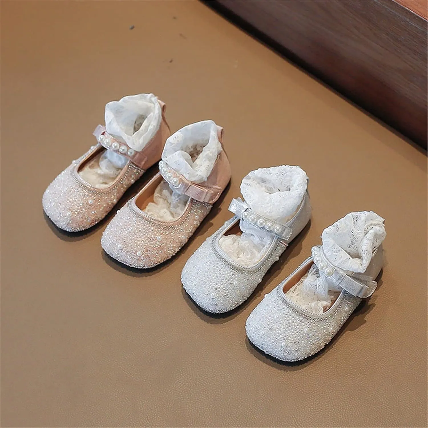 Little Girl's Adorable Princess Party Girls Dress ShoesPrincess Flower Wedding Party Dress Slip on Sandals for Toddlers