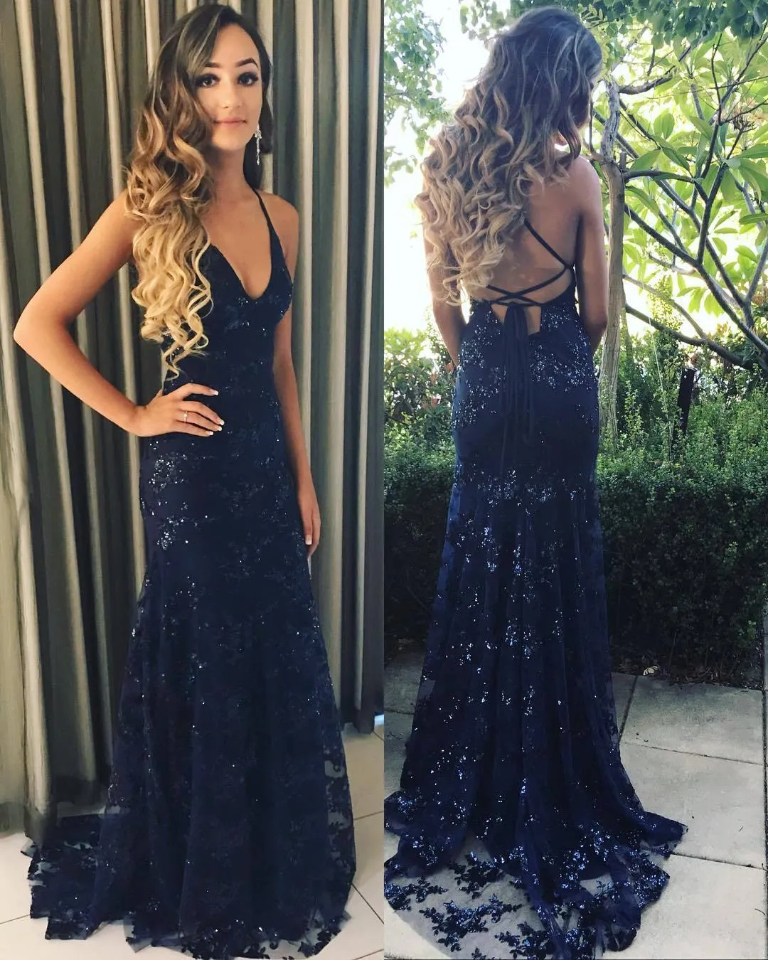 Mermaid Sexy Prom Dress Vintage Backless Lace Prom Dress ER2053