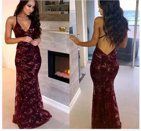Mermaid Sexy Prom Dress Vintage Backless Lace Prom Dress ER2053