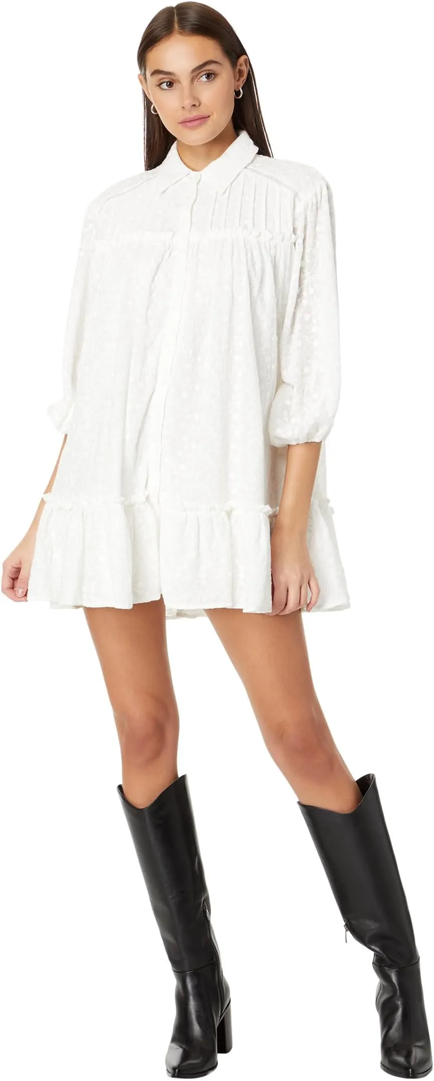 Mini dress Angelica line and dot, ivory