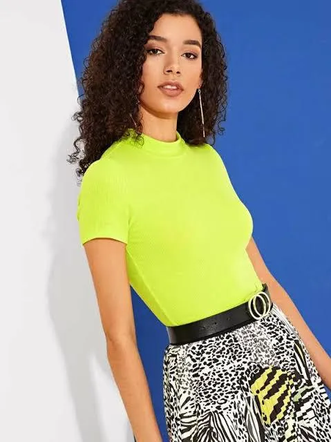 Neon Green mock neck top