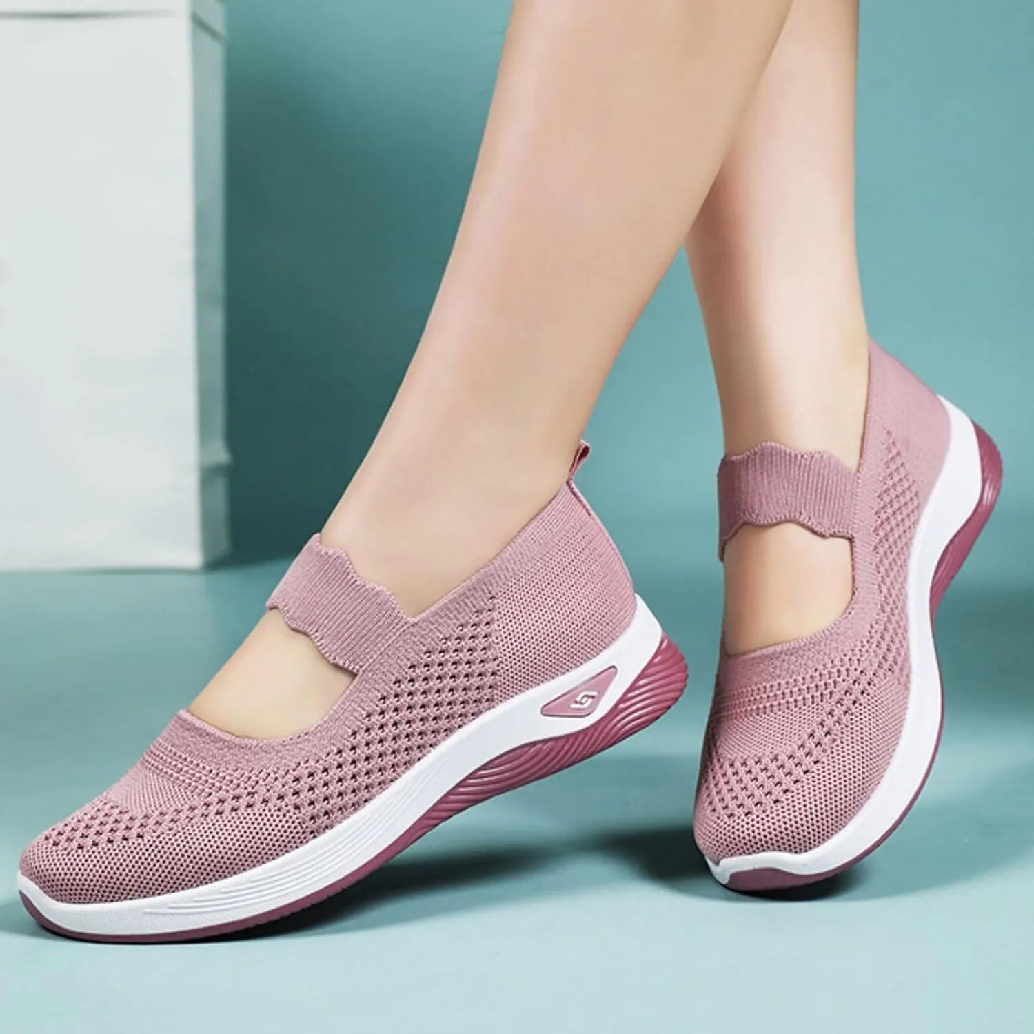 Orthopedic Sneakers for Women Non-Slip Arch Support Walking Shoes Lightweight Mesh Breathable Slip-On Sneakers Diabetic Shoes Athletic Tennis Shoe Comfortable Loafers Footwear
