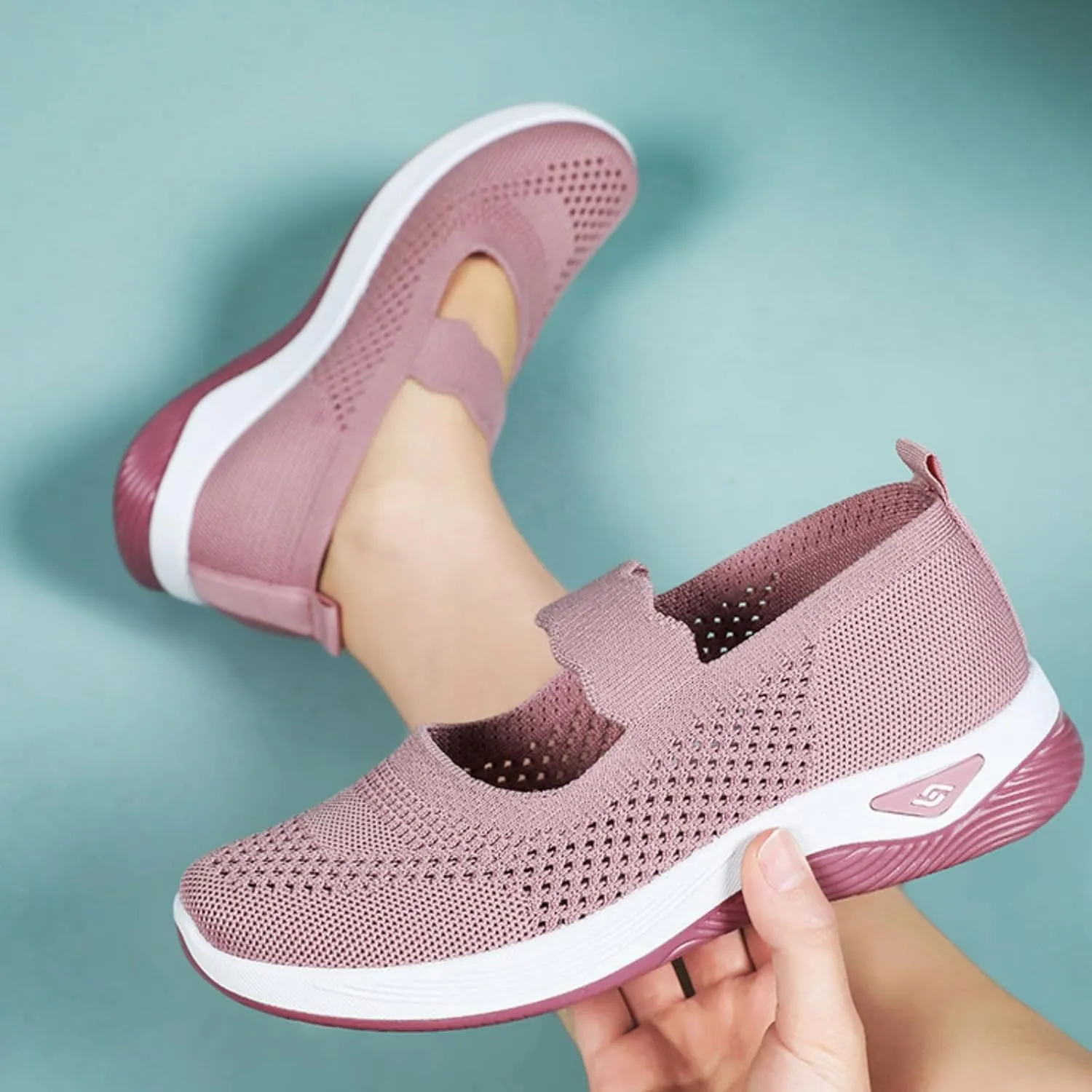 Orthopedic Sneakers for Women Non-Slip Arch Support Walking Shoes Lightweight Mesh Breathable Slip-On Sneakers Diabetic Shoes Athletic Tennis Shoe Comfortable Loafers Footwear