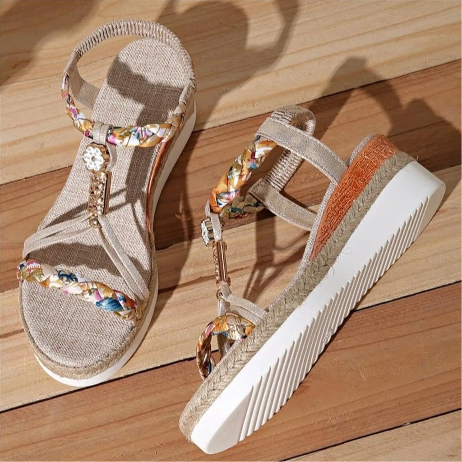 Plus Size Women's Fashion Wedge Heel Thick Sole Comfort Sandals Summer Beach Sandals Wedding Party Dresses Shoes