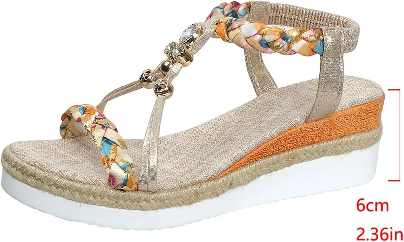 Plus Size Women's Fashion Wedge Heel Thick Sole Comfort Sandals Summer Beach Sandals Wedding Party Dresses Shoes