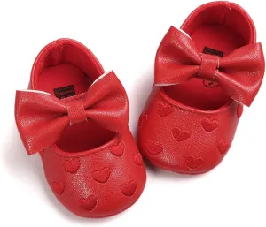 RVROVIC Baby Girls Shoes Soft Sole Mary Jane Flats Princess Dresses Shoes PU Cute Bow Prewalker
