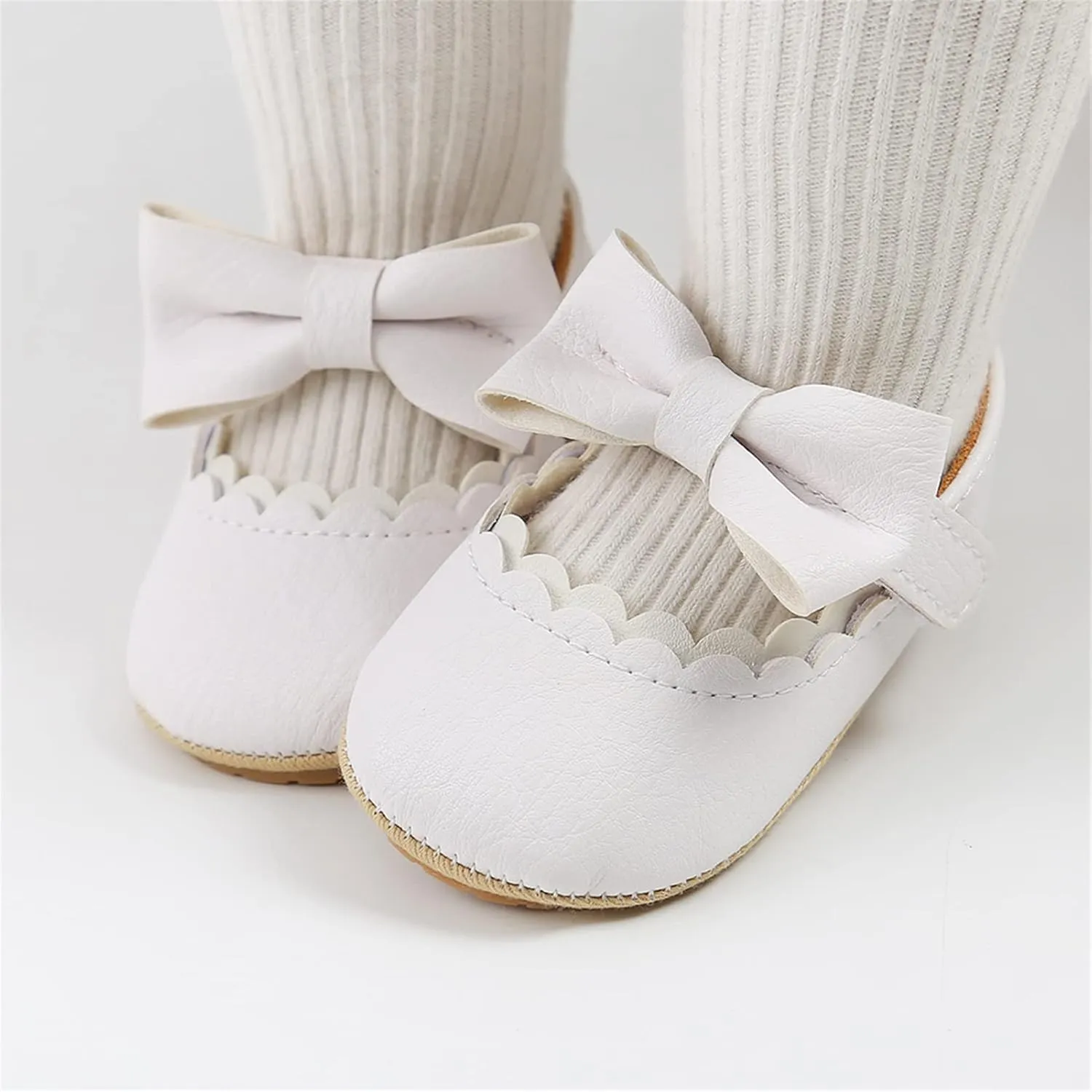 RVROVIC Baby Girls Shoes Soft Sole Mary Jane Flats Princess Dresses Shoes PU Cute Bow Prewalker