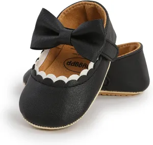 RVROVIC Baby Girls Shoes Soft Sole Mary Jane Flats Princess Dresses Shoes PU Cute Bow Prewalker