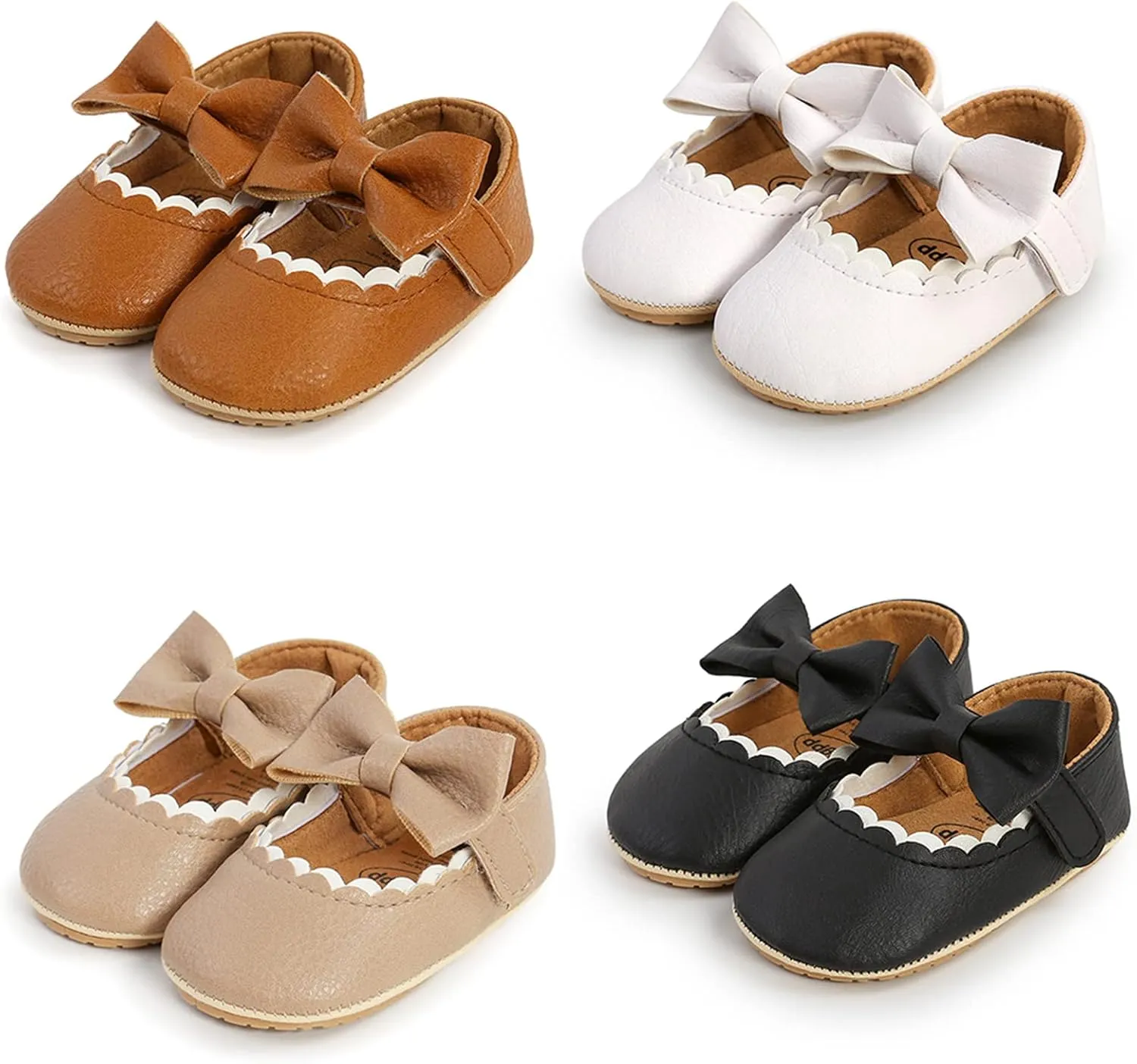 RVROVIC Baby Girls Shoes Soft Sole Mary Jane Flats Princess Dresses Shoes PU Cute Bow Prewalker