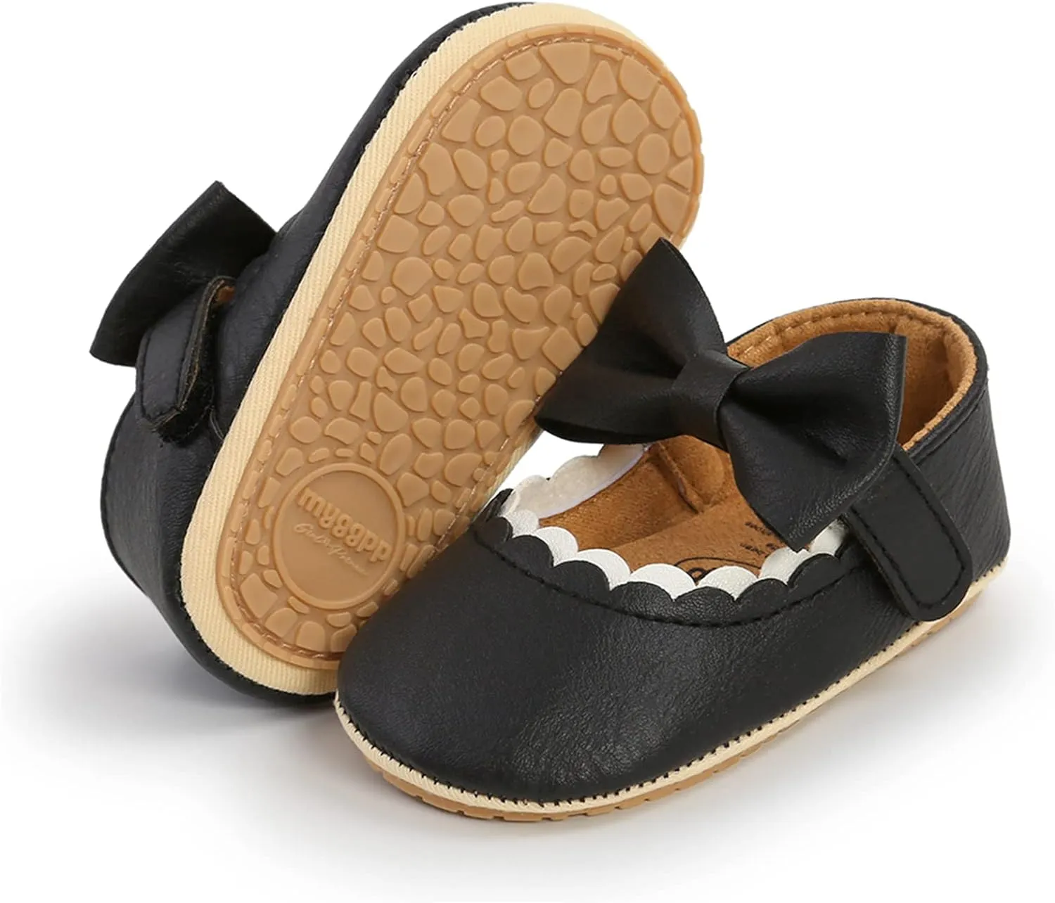 RVROVIC Baby Girls Shoes Soft Sole Mary Jane Flats Princess Dresses Shoes PU Cute Bow Prewalker