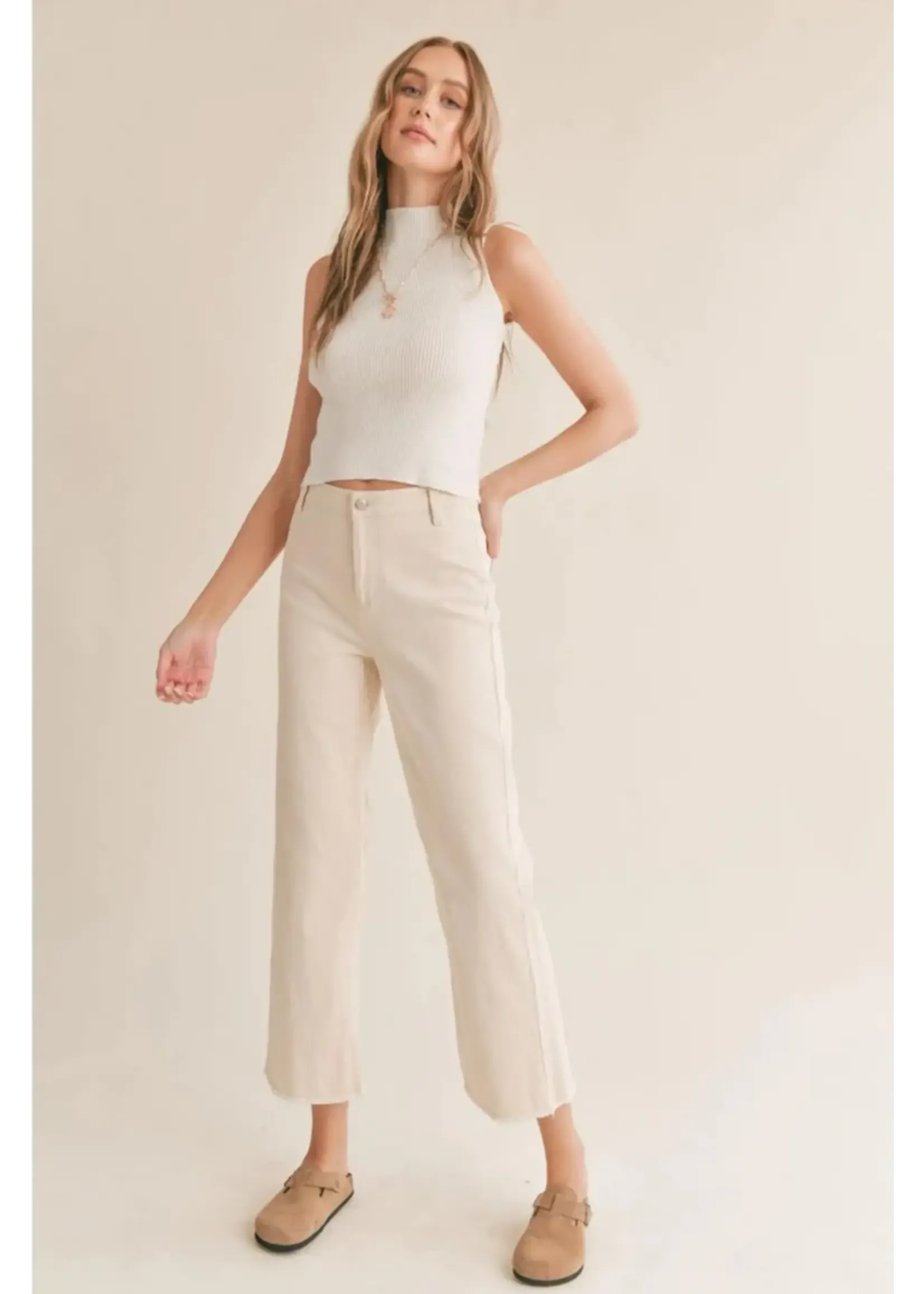 Sadie And Sage Erica Mock Neck Ribbed Tank Sweater