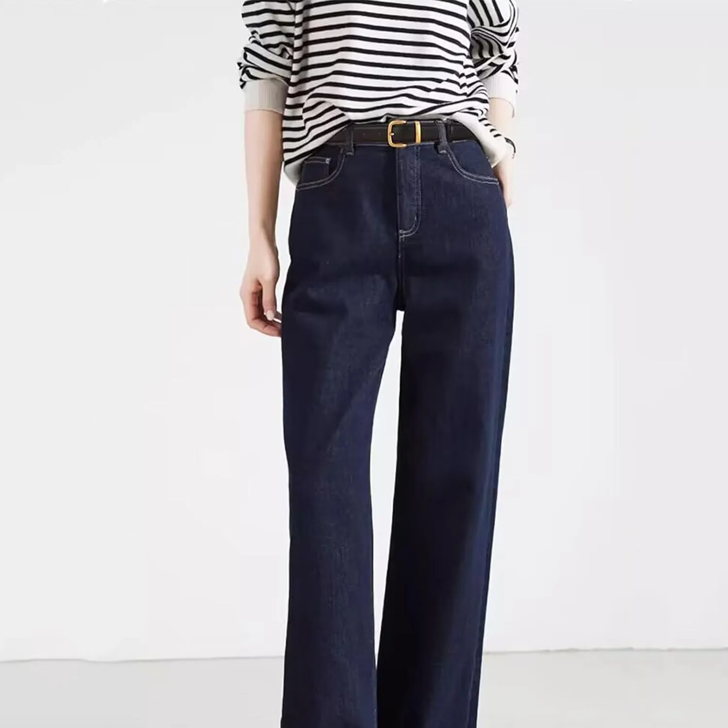 Women's Leather Belts for Jeans Pants Gold Buckle Casual Waist Dresses Belt for Ladies