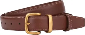 Women's Leather Belts for Jeans Pants Gold Buckle Casual Waist Dresses Belt for Ladies